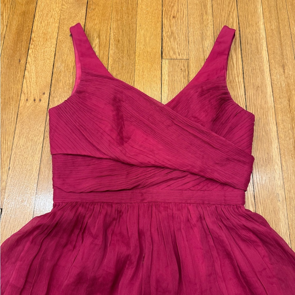J. Crew - Rich Red Sleeveless Dress with zip back and tulle - Picture 3 of 8